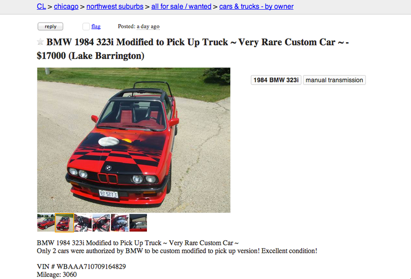 Illustration for article titled Guy On Craigslist Claims This BMW E30 Pickup Is 'Factory Authorized'